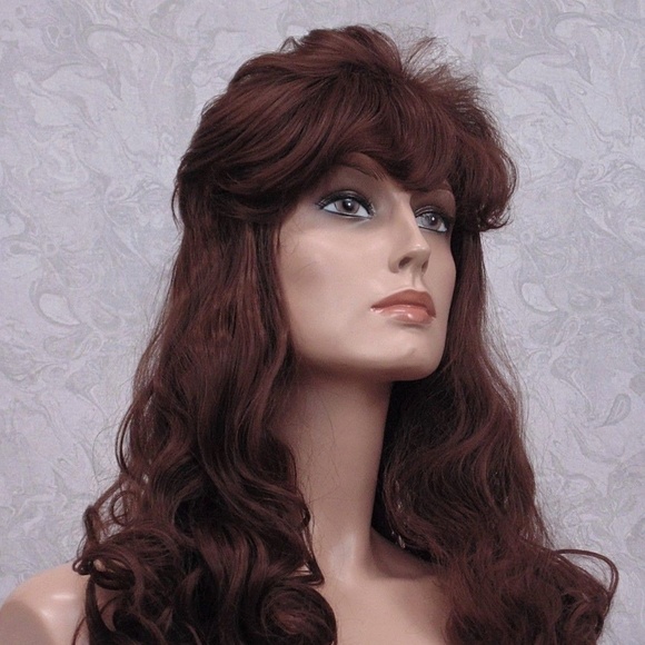 Accessories - Long Brown Wavy Curly Retro Style Shag Wig